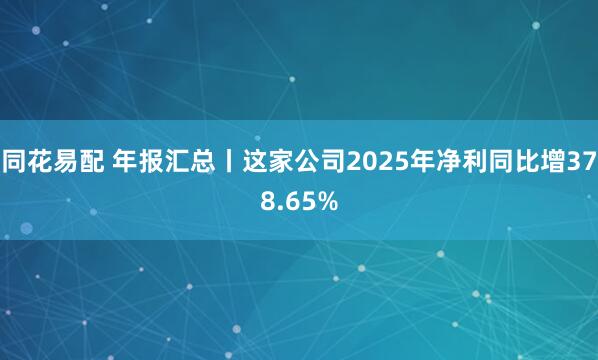 同花易配 年报汇总丨这家公司2025年净利同比增378.65%
